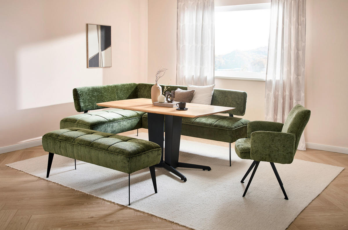 HÖRNBÄNK 162/212 cm  i olivgrön  - olivgrön/svart, Modern, metall/textil (162/212cm) - Welnova