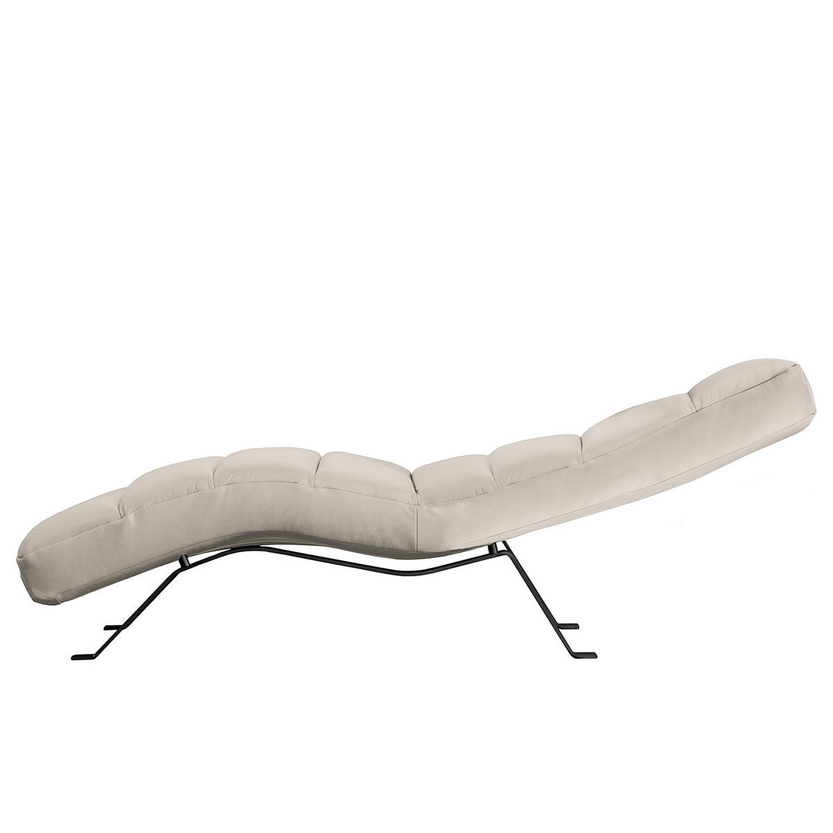 RELAXLIEGE Echtleder Grau  - Schwarz/Grau, Design, Leder/Metall (65/65-95/171cm) - Livetastic