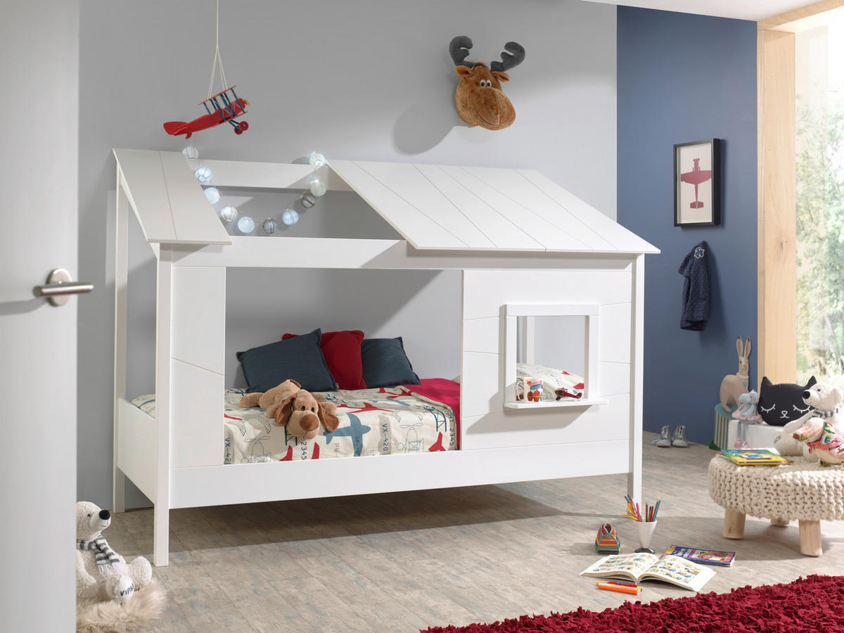 HAUSBETT 90/200 cm,  in Weiß,  - Weiß, KONVENTIONELL (90/200cm) - Vipack