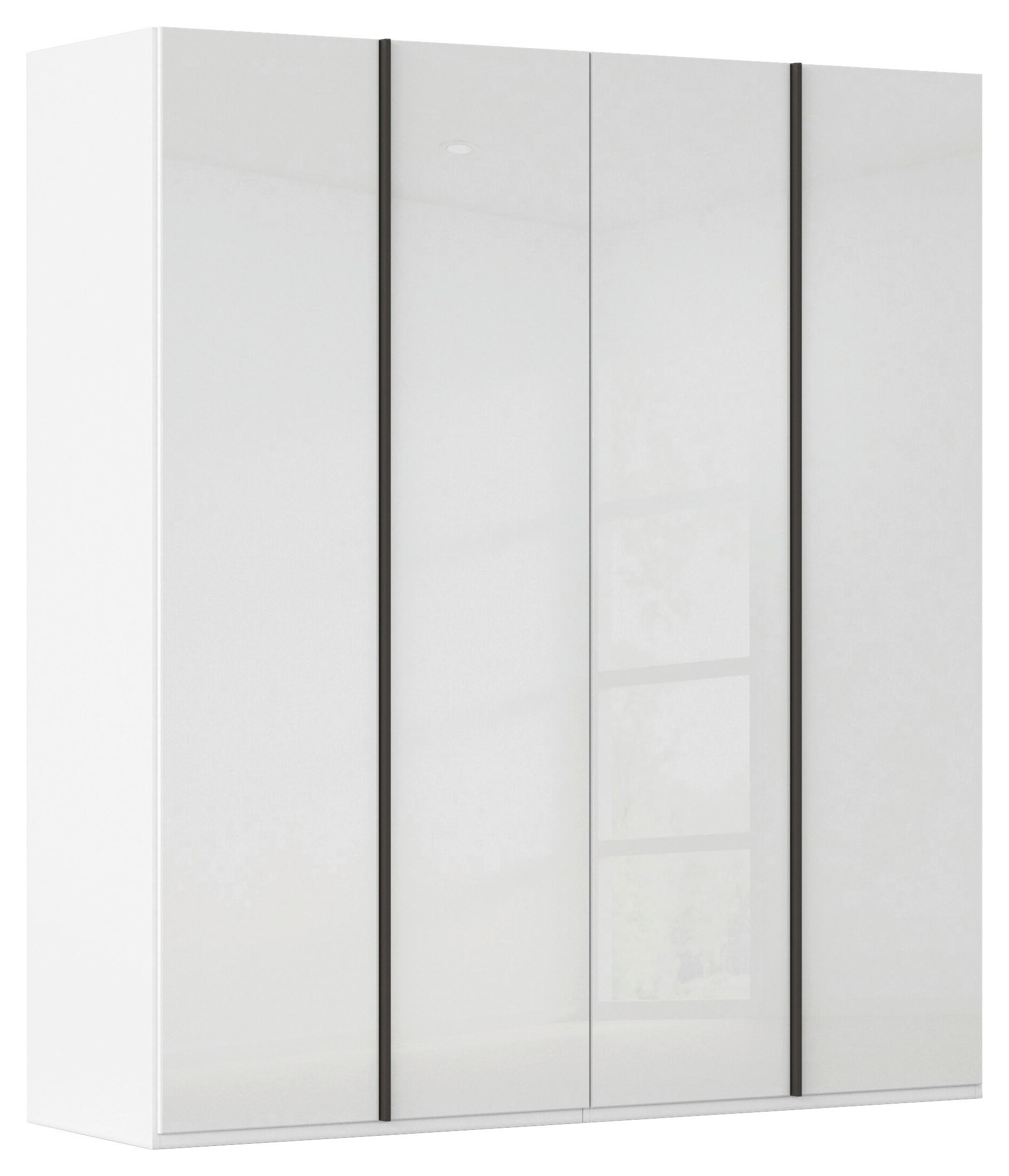 DREHTÜRENSCHRANK 201/223/61 cm,  in Weiß, 4-türig  - Graphitfarben/Weiß, Basics, Glas/Holzwerkstoff (201/223/61cm) - Novel