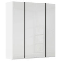 DREHTÜRENSCHRANK 201/223/61 cm,  in Weiß, 4-türig  - Graphitfarben/Weiß, Basics, Glas/Holzwerkstoff (201/223/61cm) - Novel