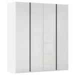 DREHTÜRENSCHRANK 201/223/61 cm,  in Weiß, 4-türig  - Graphitfarben/Weiß, Basics, Glas/Holzwerkstoff (201/223/61cm) - Novel