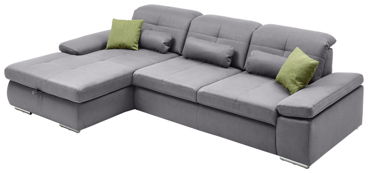 HÖRNSOFFA i flatväv grå  - kromfärg/grå, Design, textil (309/195cm) - Beldomo Style