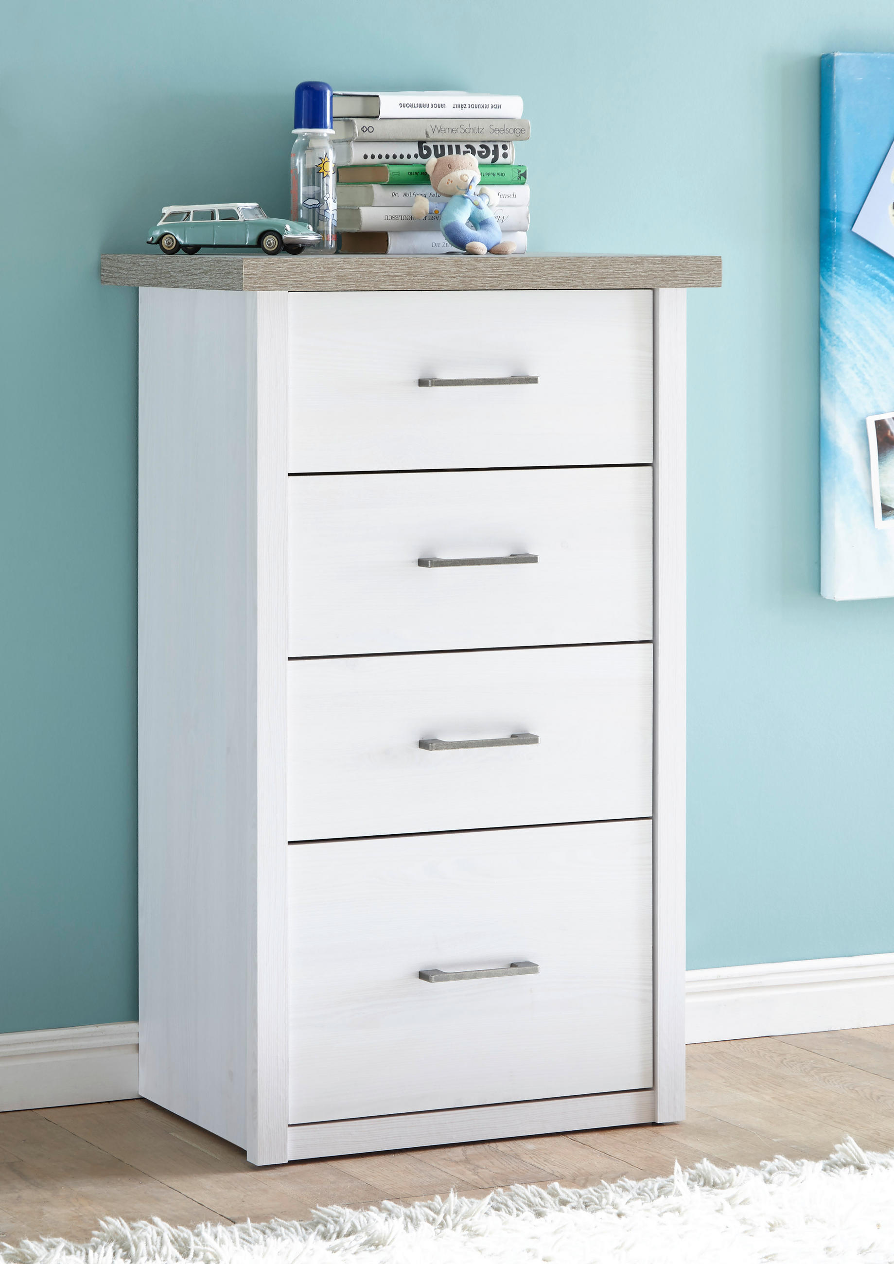 KINDERKOMMODE 60/101/43 cm  - Eichefarben/Anthrazit, Basics, Holzwerkstoff/Kunststoff (60/101/43cm)