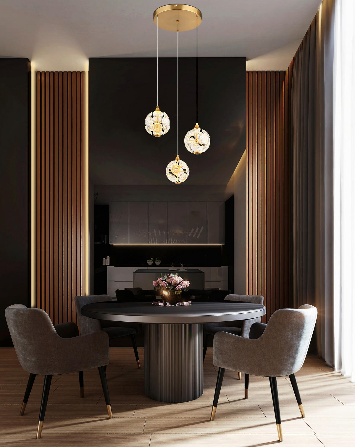 LED-HÄNGLAMPA VIRINA 42/15 cm  - klar/guldfärgad, Klassisk, metall/glas (42/15cm) - Globo