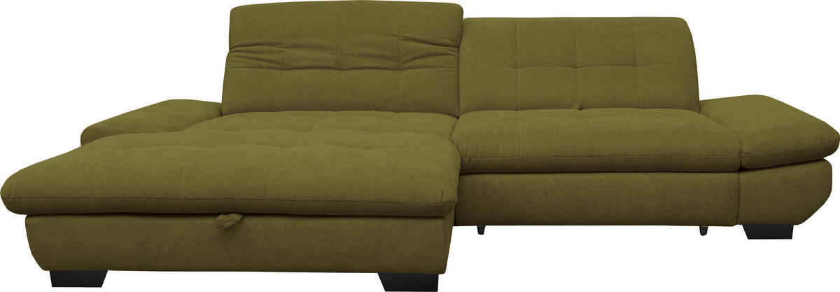 ECKSOFA in Mikrofaser Grün  198/290 cm  - Schwarz/Grün, Design, Textil/Metall (198/290cm) - Xora