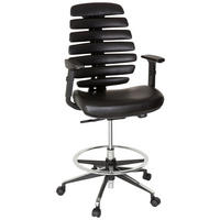 SNURRSTOL  i svart  - aluminiumfärg/svart, Modern, metall/läder (62/131/65cm) - MID.YOU