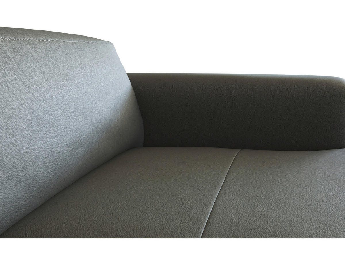 ECKSOFA Dunkelgrau Echtleder  - Dunkelgrau/Schwarz, Design, Leder/Holz (252/171cm) - Livetastic