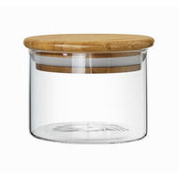 ÉTELTÁROLÓ DOBOZ  0,4 l  - világosbarna/átlátszó, Basics, Üveg/fa (9,5/7cm) - Homeware Profession.