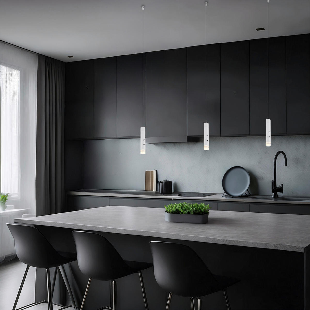 AKKU-LED-HÄNGELEUCHTE Nowa 3,8/120 cm   - Klar/Weiß, Basics, Kunststoff/Metall (3,8/120cm) - Novel