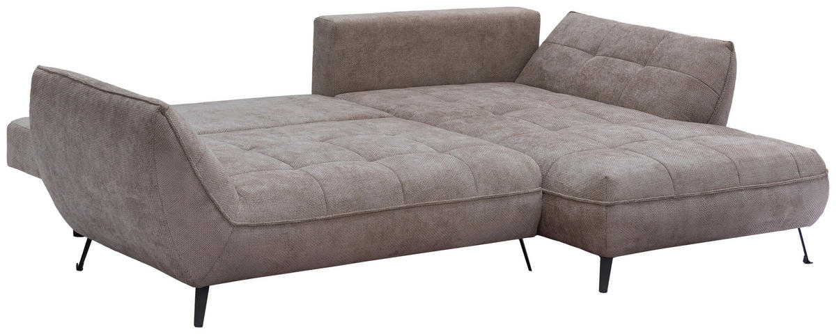 ECKSOFA SAMOA Hellbraun Struktur  - Hellbraun/Schwarz, Design, Textil/Metall (282/187cm) - Livetastic