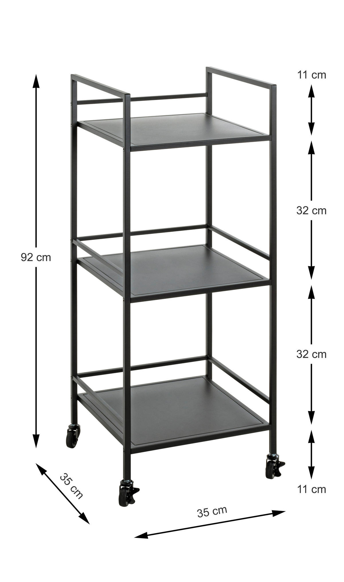 ODKLÁDACÍ STOLEK, černá - černá, Design, kov/plast (35/35/92cm)