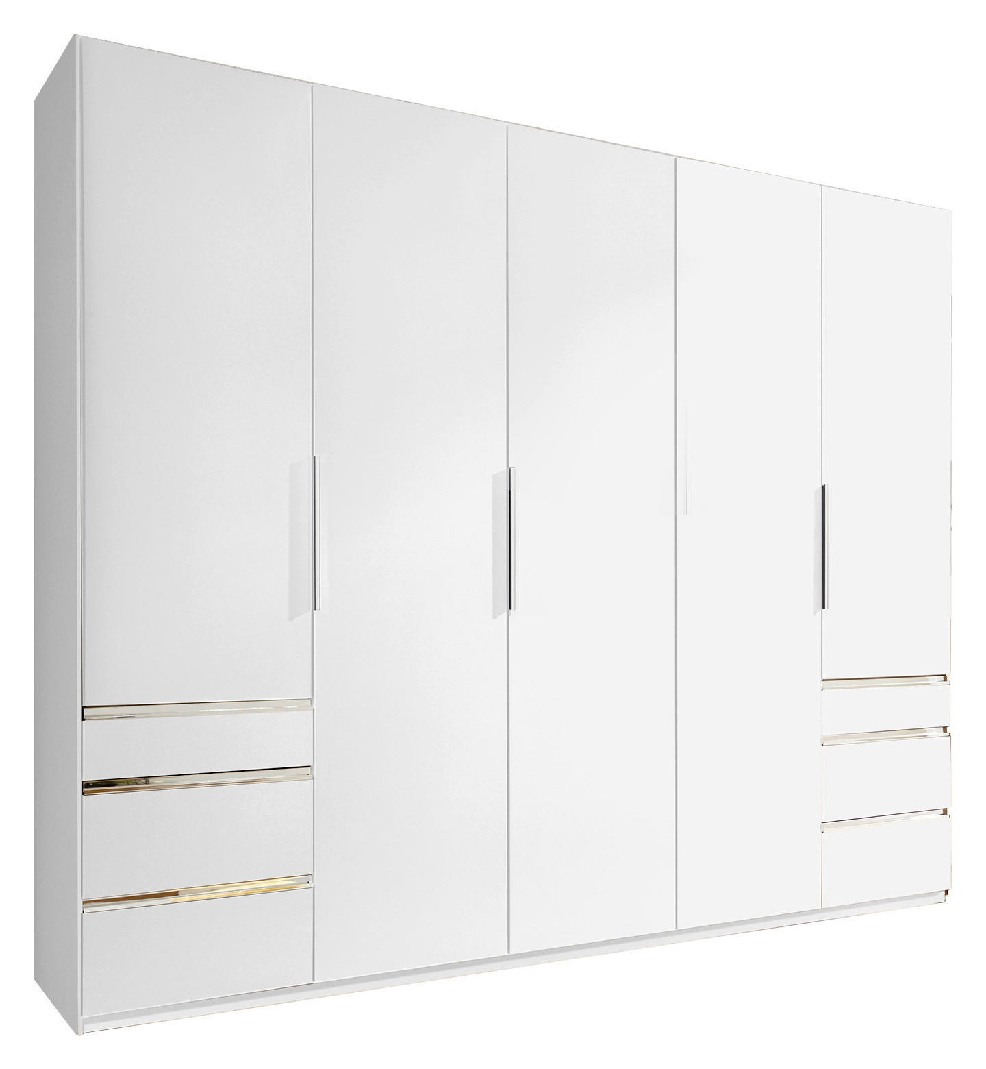 DREHTÜRENSCHRANK 250/216/58 cm 5-türig Weiß  - Chromfarben/Weiß, MODERN, Holzwerkstoff/Kunststoff (250/216/58cm) - MID.YOU
