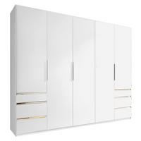GARDEROB MED GÅNGJÄRN 250/216/58 cm 5-dörrar - vit/kromfärg, Modern, metall/trämaterial (250/216/58cm) - MID.YOU