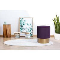 HOCKER in Holz, Textil, Holzwerkstoff Violett  - Violett/Goldfarben, Basics, Holz/Holzwerkstoff (35/42cm) - Kayoom