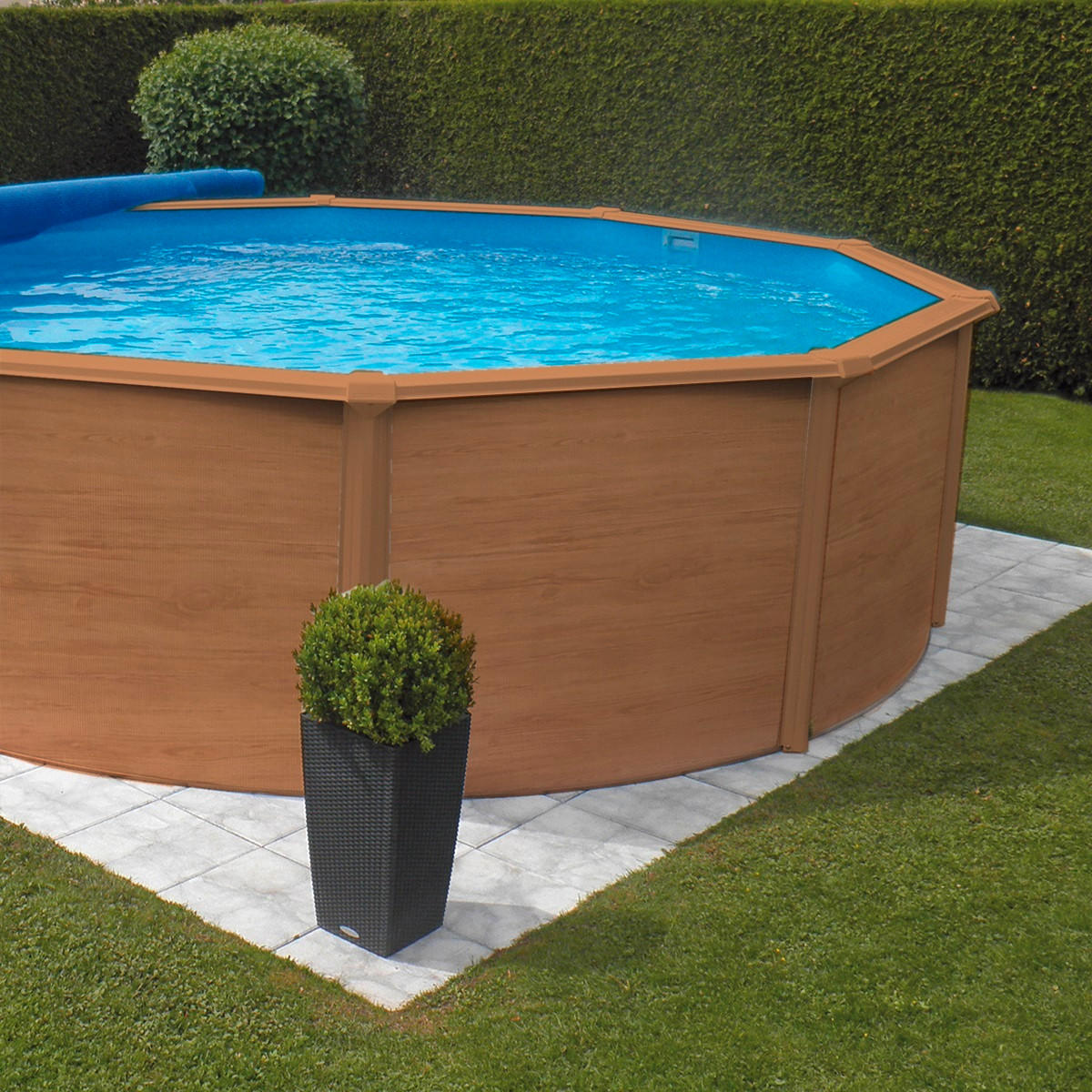 POOL-SET 132 WOOD 460/130 cm  - Sandfarben/Braun, Basics, Kunststoff (460/130cm)