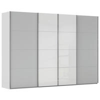 SCHWEBETÜRENSCHRANK 316/223/68 cm,  in Weiß, Seidengrau, 4 Tür(en)  - Chromfarben/Seidengrau, KONVENTIONELL, Glas/Holzwerkstoff (316/223/68cm) - Novel