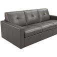 SCHLAFSOFA Bard in Echtleder Grau  - Hellgrau/Schwarz, KONVENTIONELL, Leder/Kunststoff (206/81/96cm) - Novel