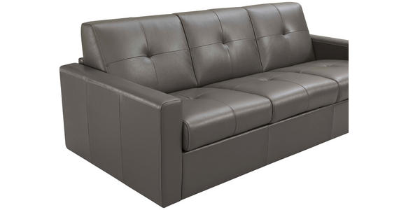SCHLAFSOFA Bard in Echtleder Grau  - Hellgrau/Schwarz, KONVENTIONELL, Leder/Kunststoff (206/81/96cm) - Novel