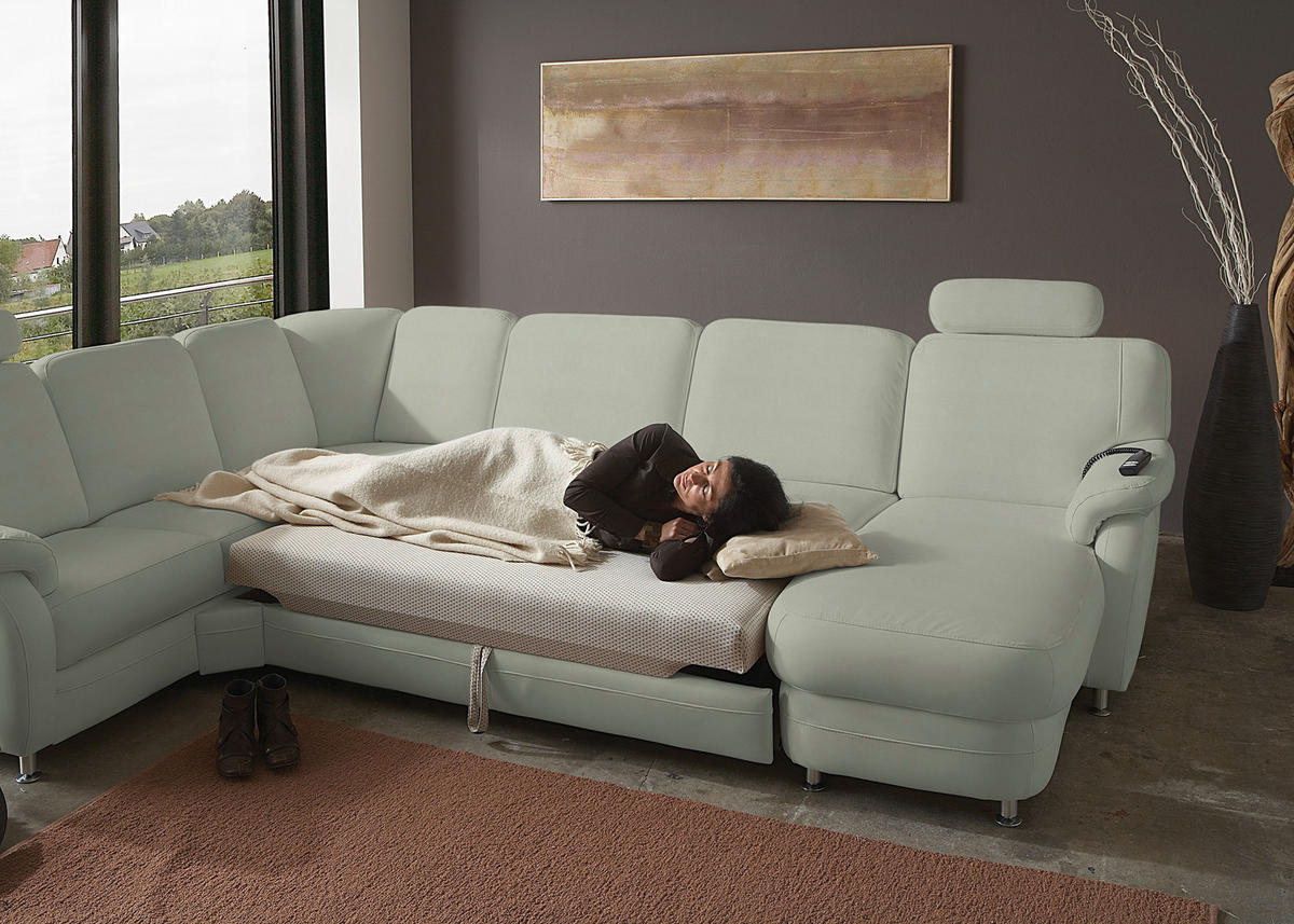 WOHNLANDSCHAFT Echtleder Silberfarben  - Silberfarben/Alufarben, Konventionell, Leder/Metall (239/329/165cm) - Beldomo Premium