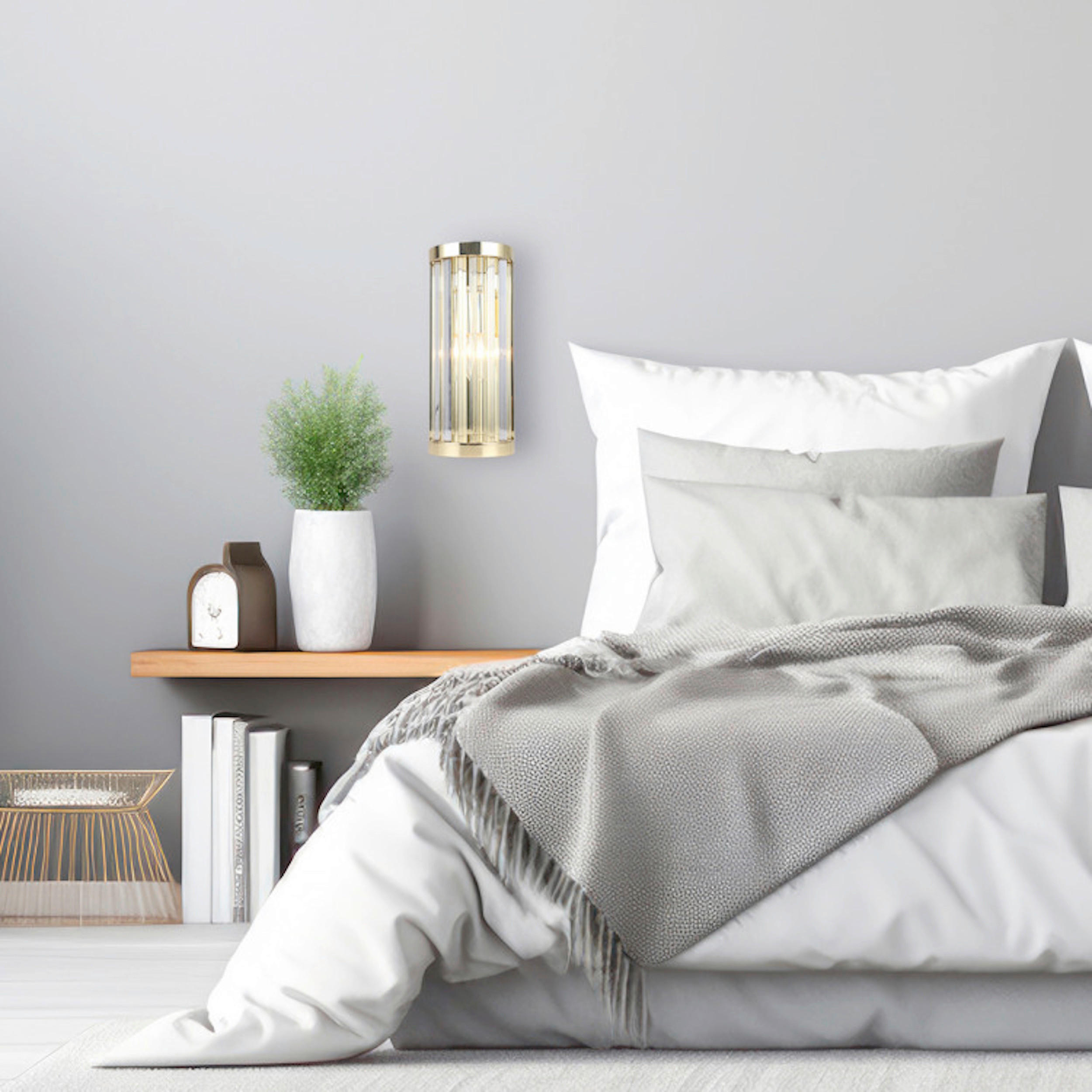 WANDLEUCHTE   - Goldfarben, KONVENTIONELL, Glas (30/13/10cm)