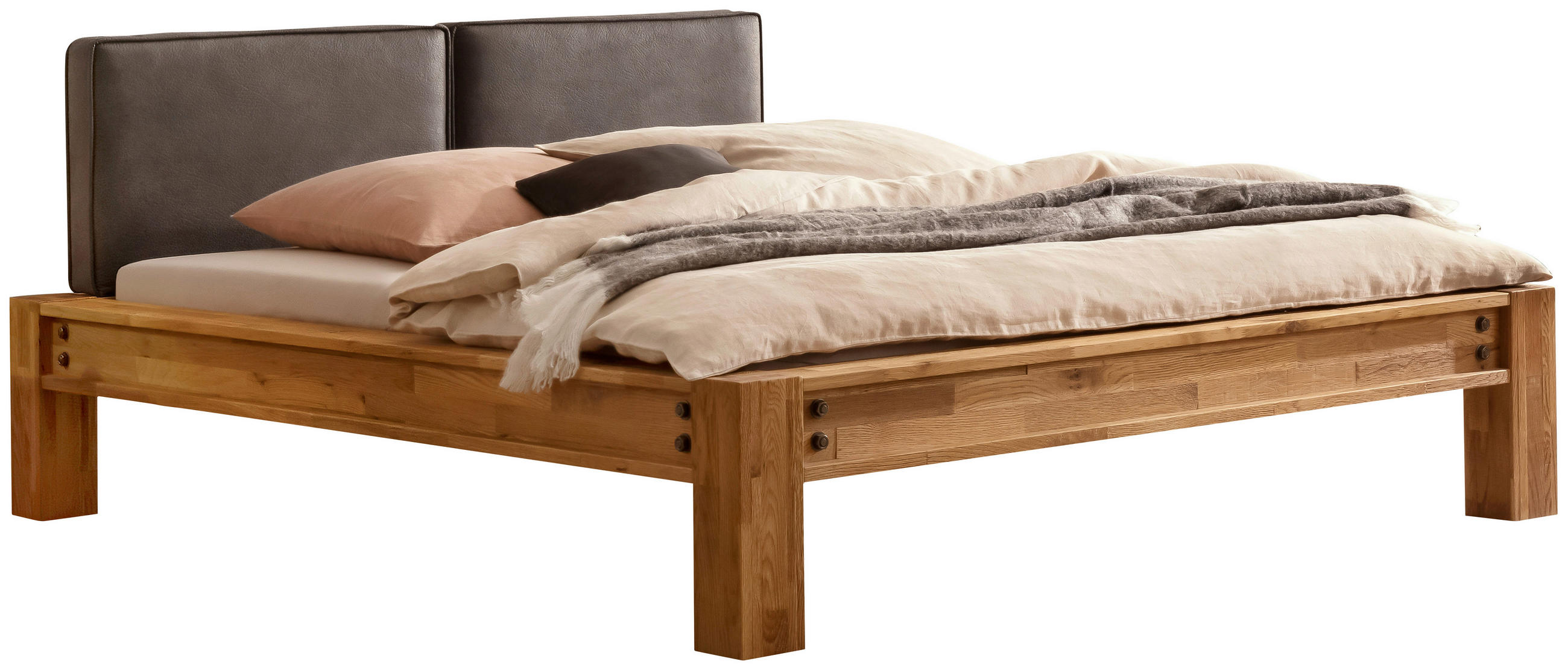 BALKENBETT 140/200 cm  in Anthrazit, Eichefarben  - Eichefarben/Anthrazit, Natur, Holz/Textil (140/200cm) - Hasena