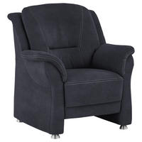 SESSEL in Mikrofaser Dunkelblau  - Beige/Alufarben, Konventionell, Textil/Metall (90/100/89cm) - Beldomo Comfort