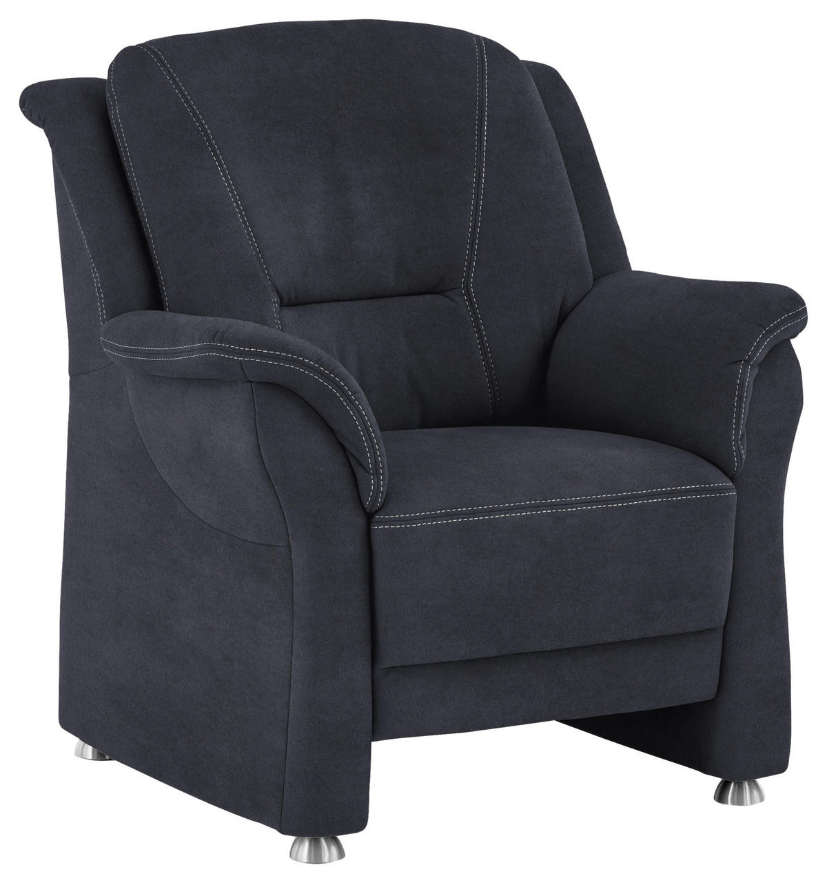 SESSEL in Mikrofaser Dunkelblau  - Beige/Alufarben, Konventionell, Textil/Metall (90/100/89cm) - Beldomo Comfort