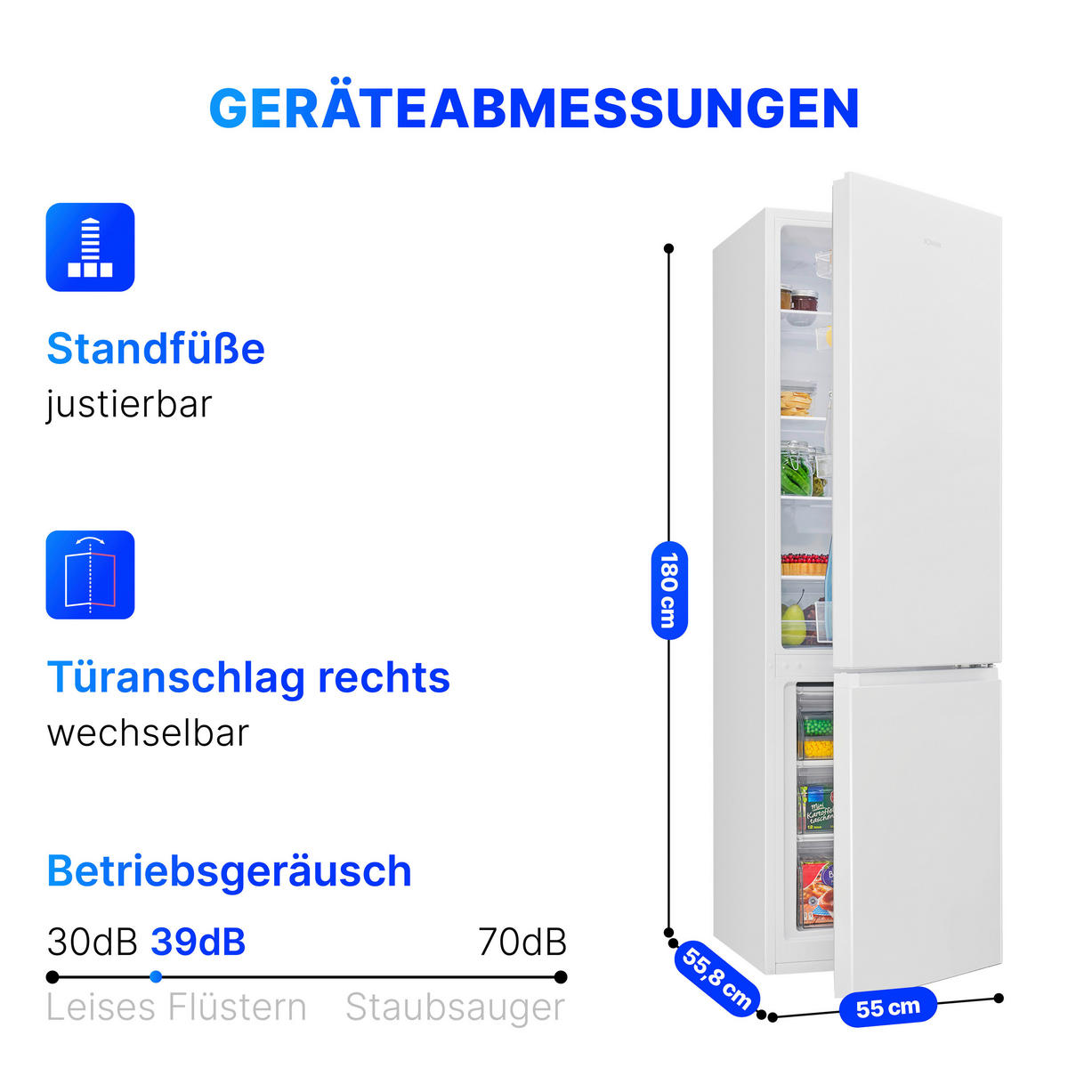 KÜHL-GEFRIER-KOMBINATION 773 530  - Weiß, Basics (55/180/55,8cm) - Bomann