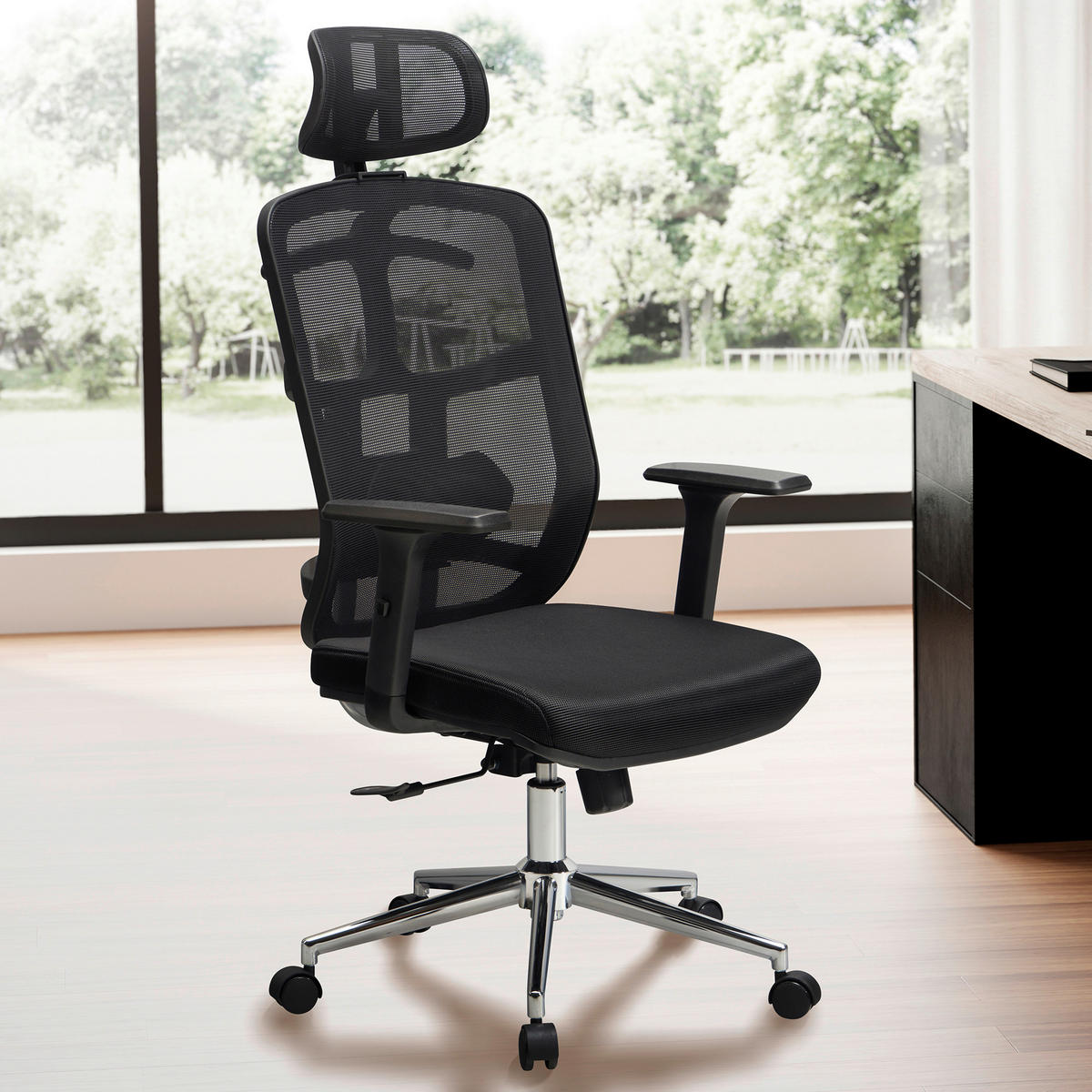 DREHSTUHL  in Schwarz  - Chromfarben/Schwarz, Design, Kunststoff/Textil (68/130/68cm) - MID.YOU