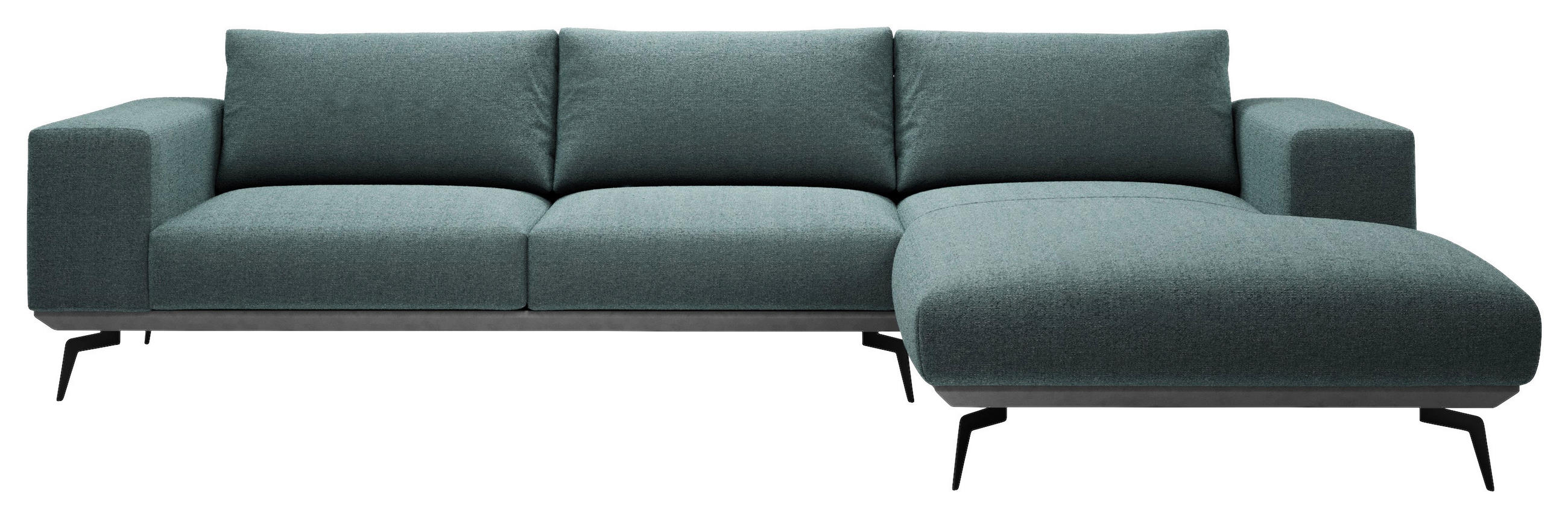 ECKSOFA Anthrazit Chenille  - Anthrazit/Schwarz, Design, Holz/Textil (330/180cm) - MID.YOU