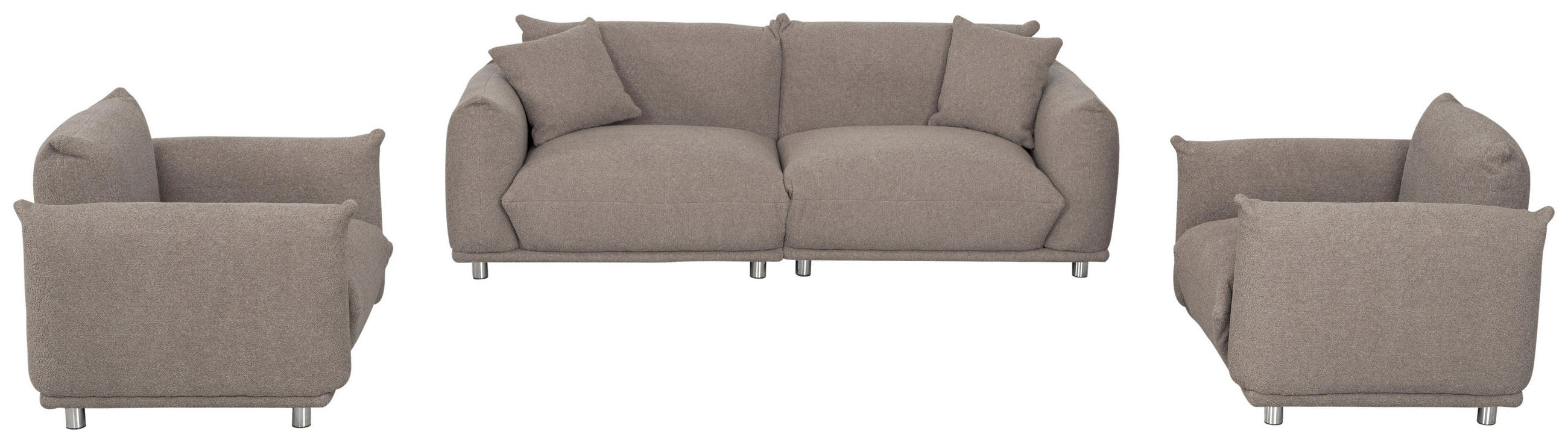 SITZGARNITUR Webstoff Taupe  - Taupe/Silberfarben, Trend, Textil/Metall (218/103/75/87cm) - Livetastic