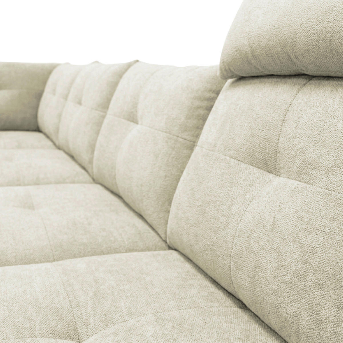 WOHNLANDSCHAFT SOLEI U in Chenille Beige  - Beige/Schwarz, Design, Kunststoff/Textil (184/334/188cm) - MID.YOU