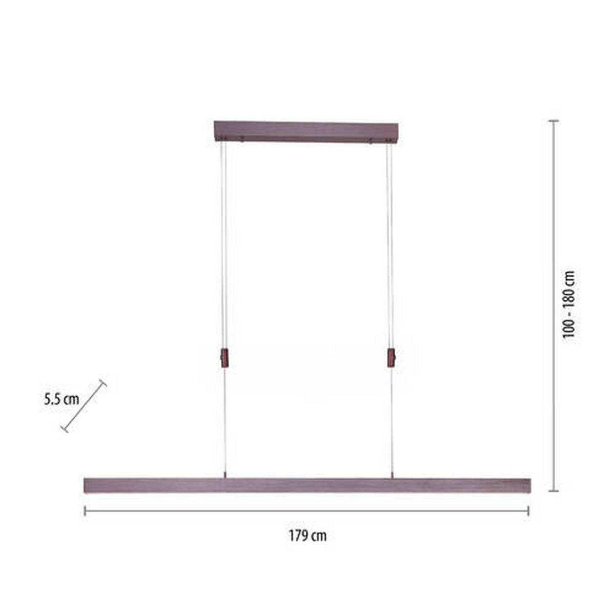 LED-HÄNGELEUCHTE 179/5,5/100 cm    - Braun, Basics, Metall (179/5,5/100cm) - Paul Neuhaus