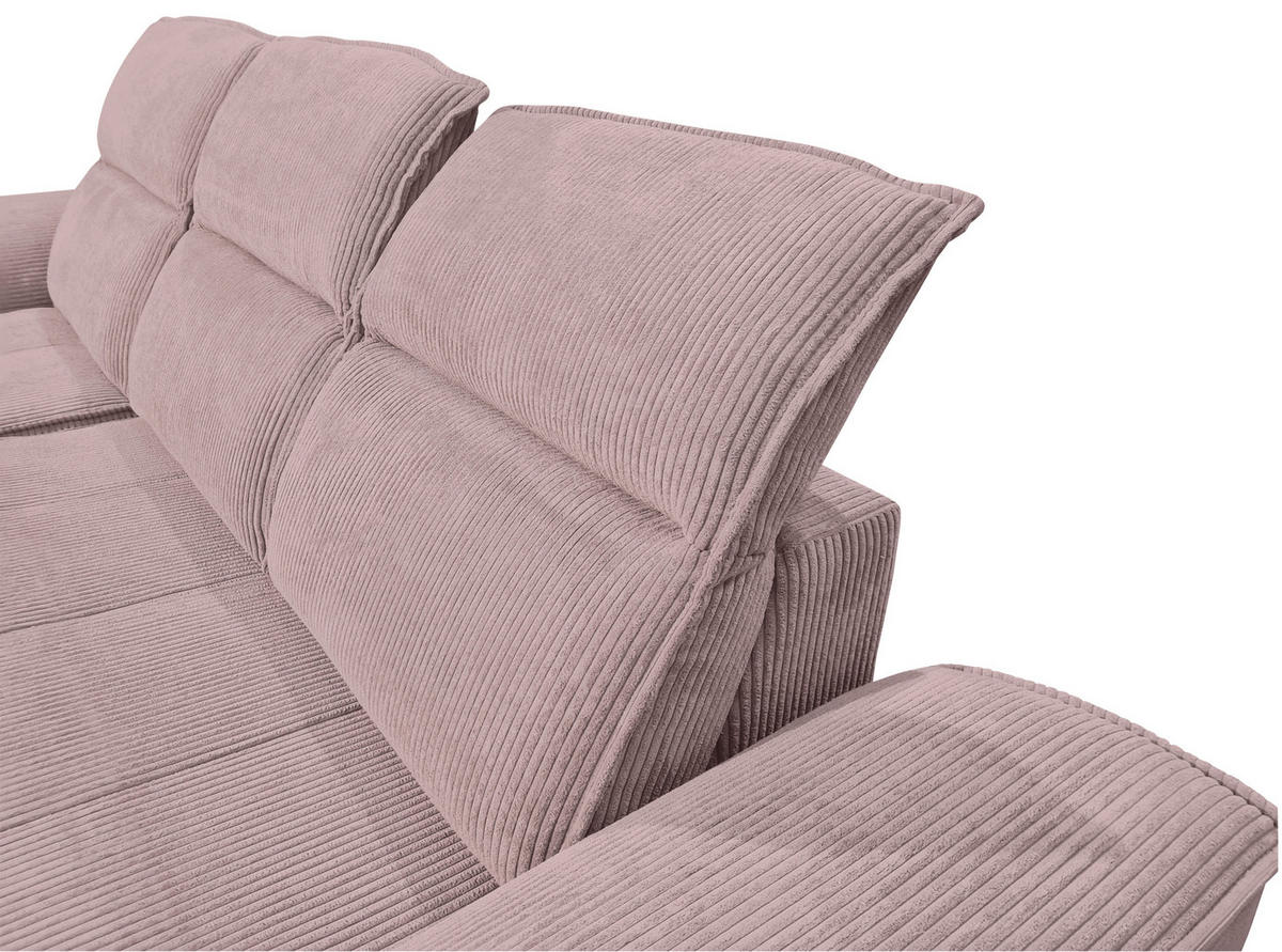 ECKSOFA Altrosa Cord  - Schwarz/Altrosa, KONVENTIONELL, Textil/Metall (196/290cm) - Carryhome