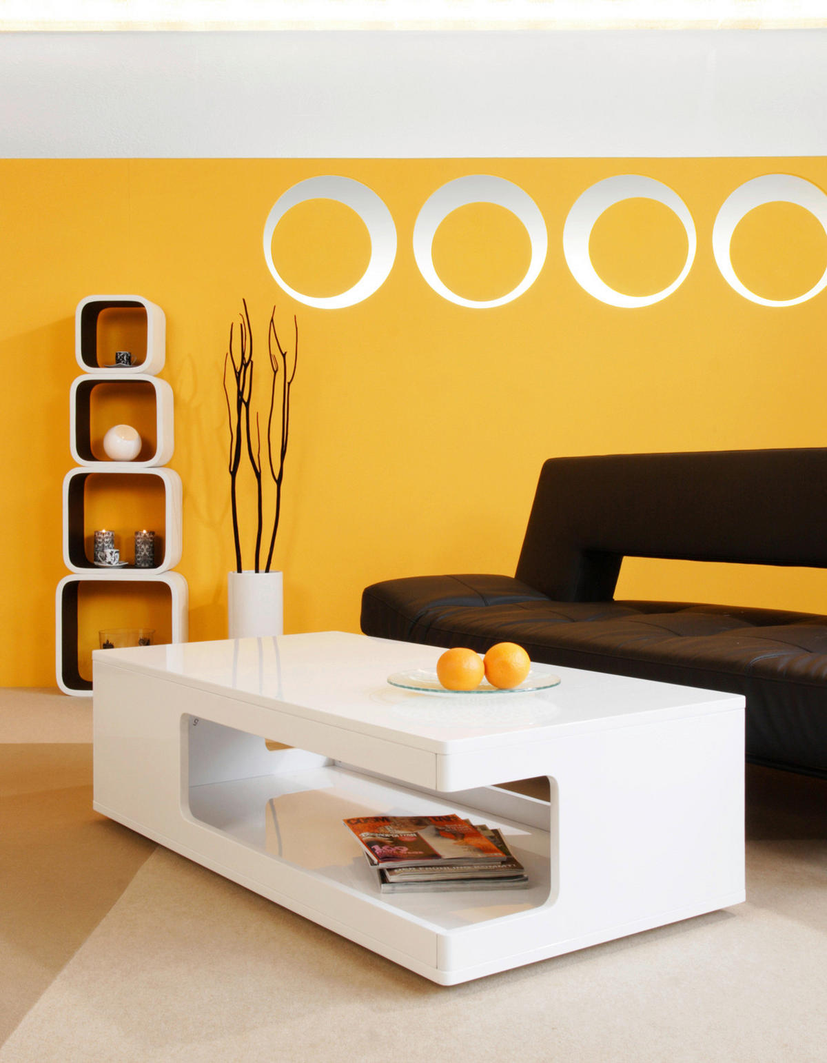 COUCHTISCH 120/60/35 cm rechteckig Weiß Hochglanz  - Weiß Hochglanz, Design, Holzwerkstoff (120/60/35cm) - Livetastic