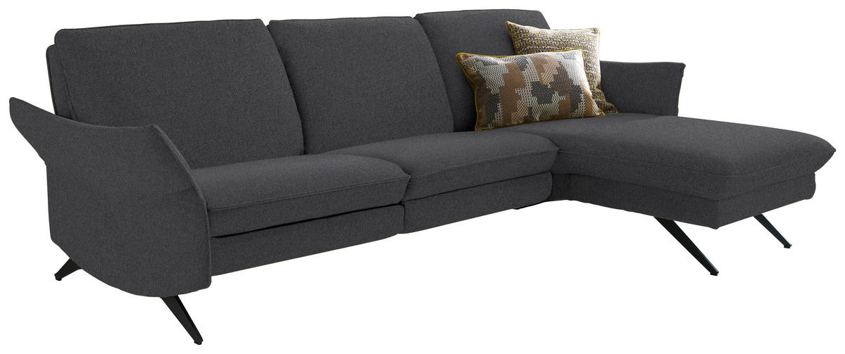 ECKSOFA in Mikrofaser Dunkelbraun  - Anthrazit/Dunkelbraun, Design, Textil/Metall (262/158cm) - Himolla Komfortklass