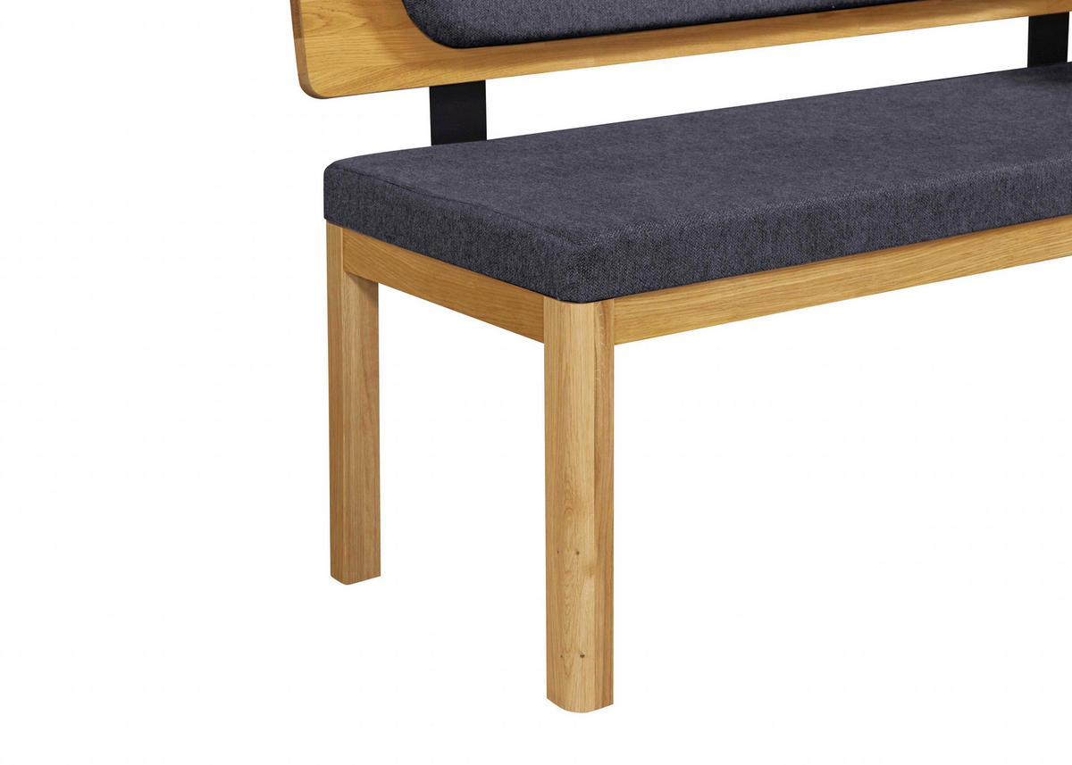 ECKBANK 171/248 cm Webstoff Blau, Eichefarben Eiche vollmassiv   - Blau/Eichefarben, KONVENTIONELL, Holz/Textil (171/248cm) - Linea Natura
