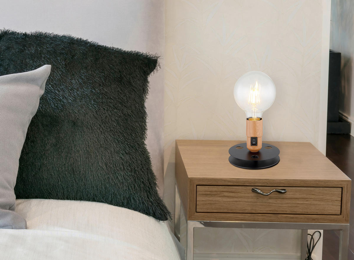 STOLNÍ LAMPA, E27, 12/9 cm  - černá, Konvenční, kov (12/9cm) - Globo