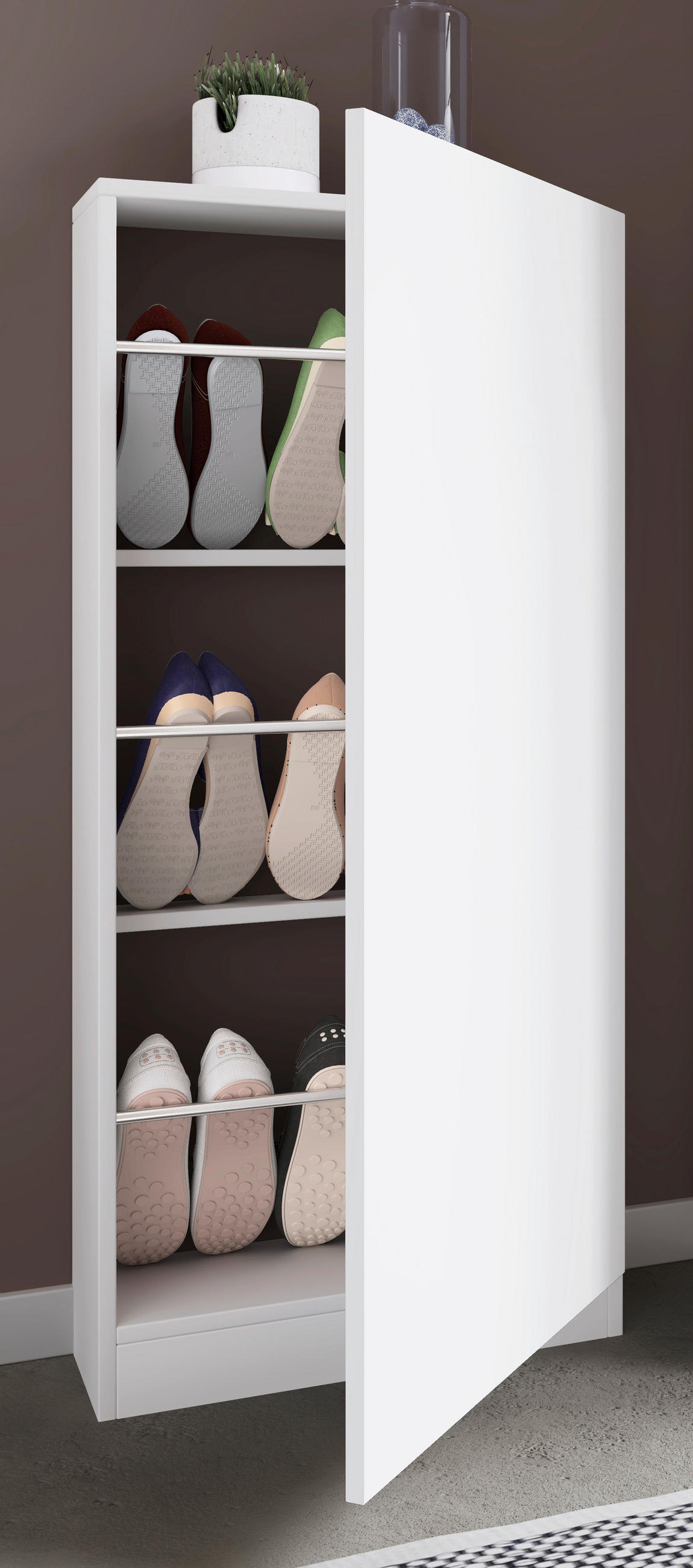 SCHUHSCHRANK Weiß  - Weiß, Design, Holzwerkstoff (50/112/17cm) - MID.YOU