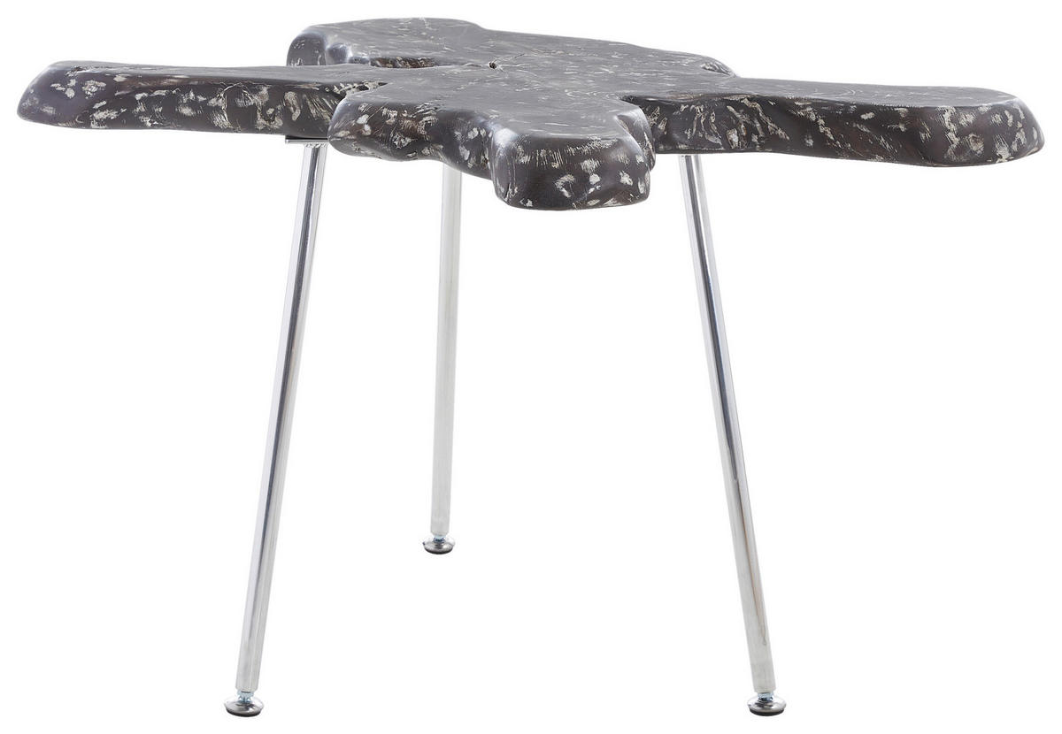 BEISTELLTISCH Unikat Teakholz massiv Schwarz, Alufarben organisch  - Alufarben/Schwarz, LIFESTYLE, Holz/Metall (75/50/50cm) - Landscape