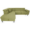 ECKSOFA in Webstoff Grün  - Silberfarben/Grün, Design, Textil/Metall (226/257cm) - Xora