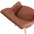ARMLEHNSTUHL  Typenauswahl, Sitzfläche 360° drehbar, automatische Rückholfunktion  Echtleder  - Cognac/Naturfarben, Design, Leder/Holz (60/83/65cm) - Landscape