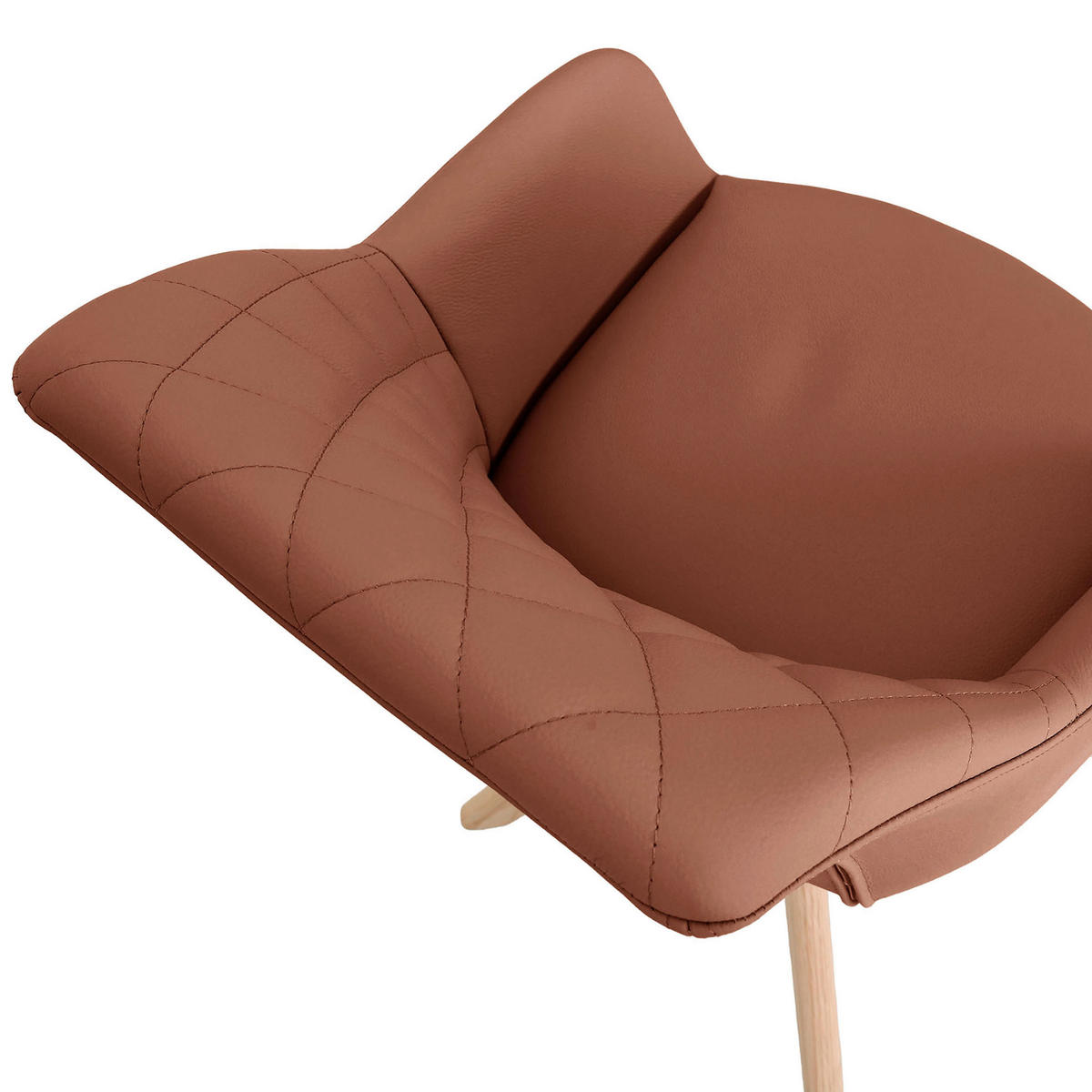 ARMLEHNSTUHL  Typenauswahl, Sitzfläche 360° drehbar, automatische Rückholfunktion  Echtleder  - Cognac/Naturfarben, Design, Leder/Holz (60/83/65cm) - Landscape