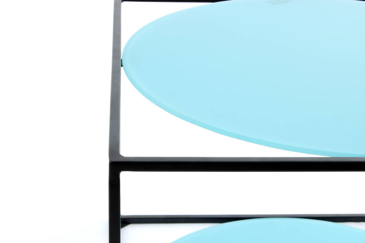 BEISTELLTISCH in Metall, Glas 50/50/36 cm  - Blau/Schwarz, Basics, Glas/Metall (50/50/36cm) - Kayoom