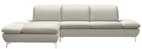 ECKSOFA in Echtleder Weiß  200/315 cm  - Silberfarben/Weiß, Design, Leder/Metall (200/315cm) - Chilliano