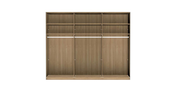 SCHWEBETÜRENSCHRANK 250/217/67 cm 3-türig  - Eiche Bianco/Dunkelbraun, Natur, Glas/Holz (250/217/67cm) - Linea Natura