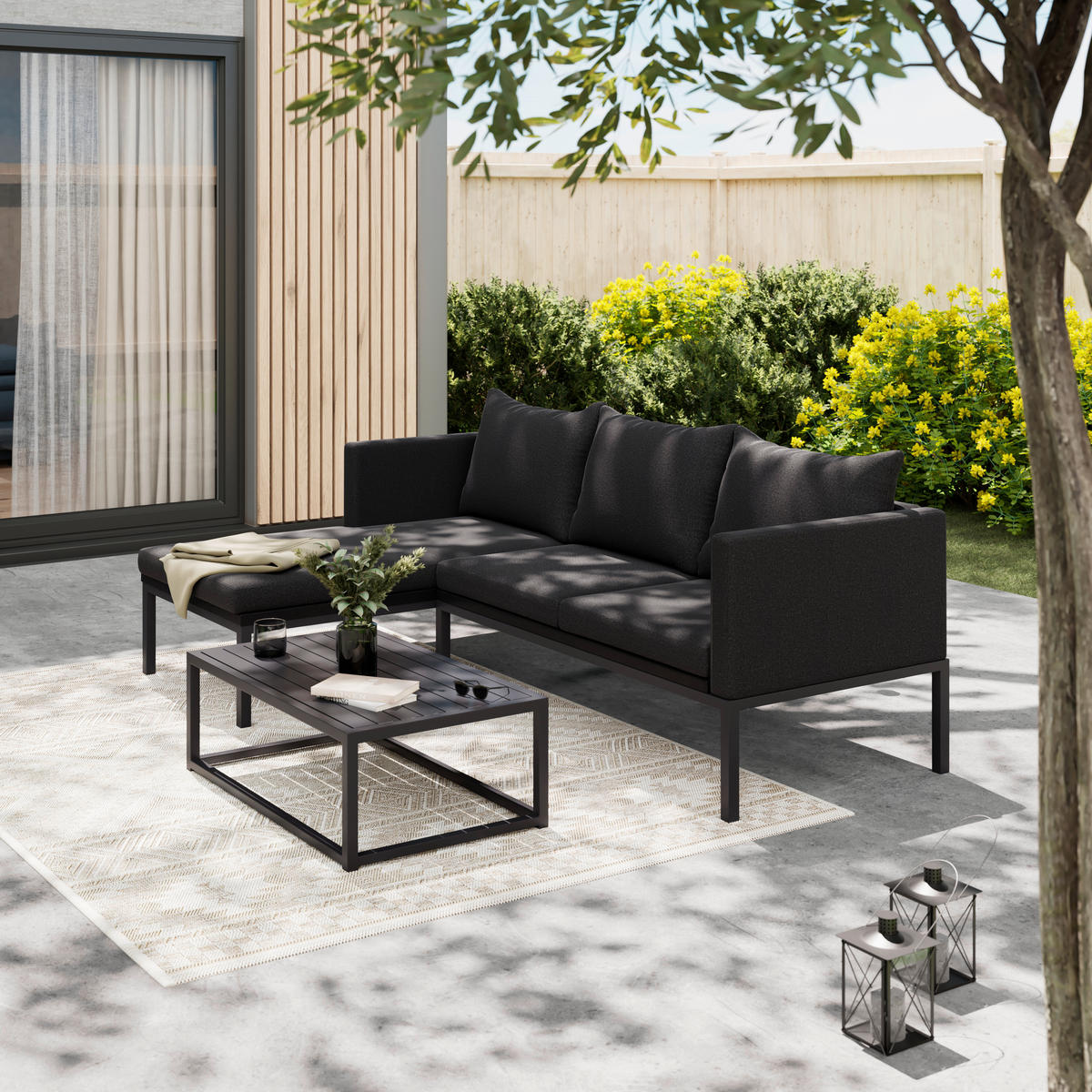 LOUNGEGARNITUR Eisen  - Dunkelgrau, MODERN, Textil/Metall (128/68/66cm) - Ambia Garden