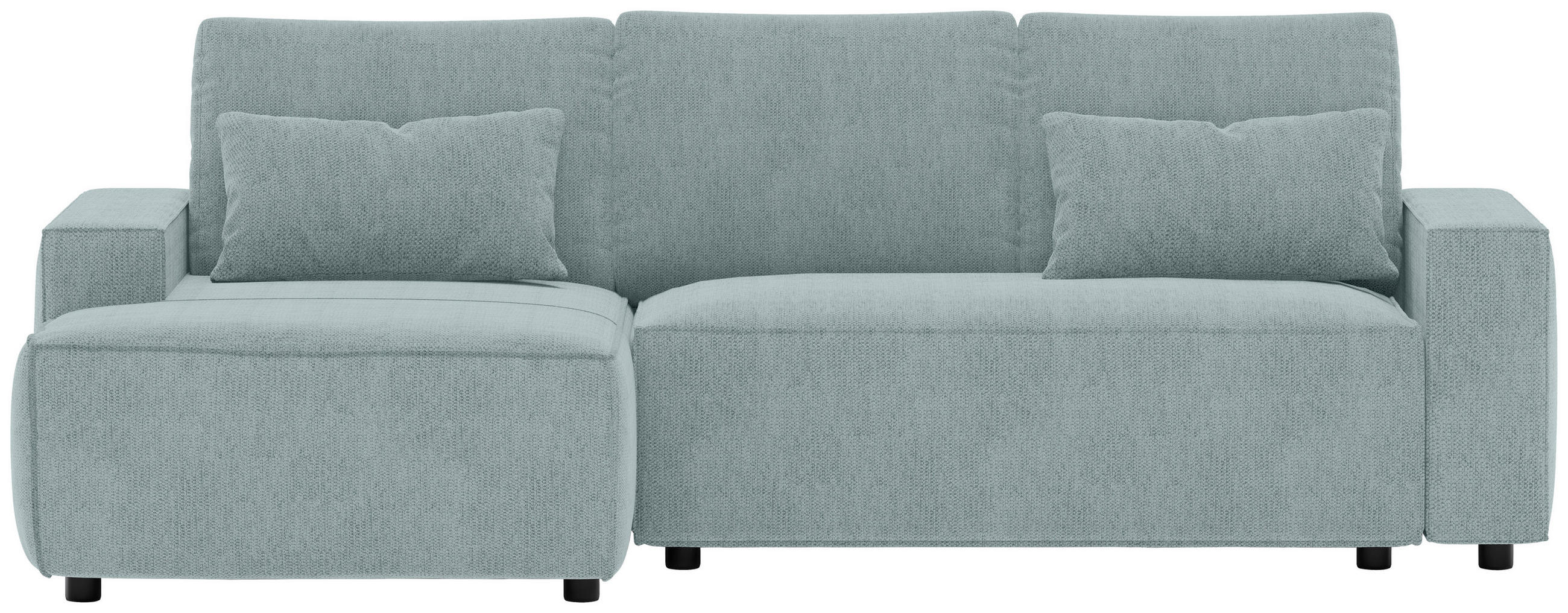 ECKSCHLAFSOFA  mit Rücken echt Chenille Mintgrau  - Mintgrau/Schwarz, MODERN, Kunststoff/Textil (154/247cm) - Livetastic