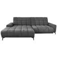 ECKSOFA inkl.Funktionen Anthrazit Chenille  - Anthrazit/Schwarz, MODERN, Textil/Metall (195/300cm) - Xora